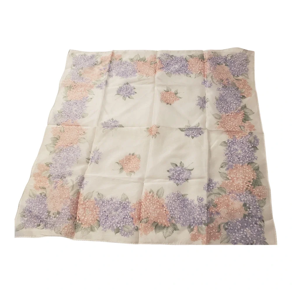 Valentino Garavani Floral Scarf Womens White Pink Purple Hydrangea Print